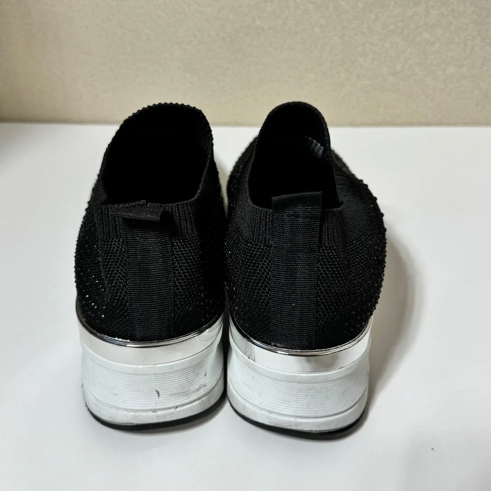 Tommy Bahama Womens Size 9 Black Rhinestone Knit Slip On Platform Sneakers